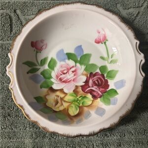 Vintage Andrea By Sadek Floral Decorative Bowl - Pink, Green, Yellow, Gold